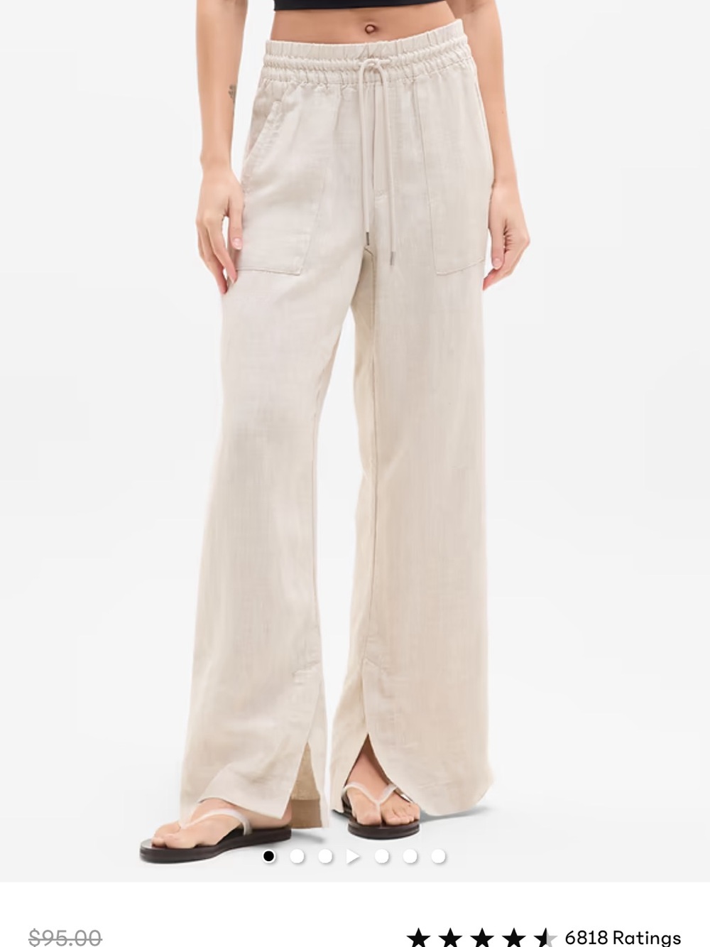 Athleta Natural Drawstring Wide-Leg Pants